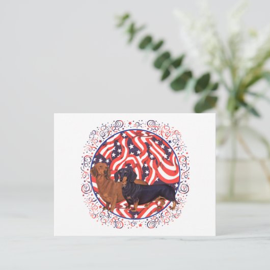 Dachshunds Patriotic Flag Briefkaart (Staand voorkant)