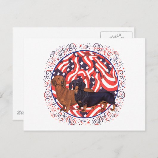 Dachshunds Patriotic Flag Briefkaart (Voorkant / Achterkant)