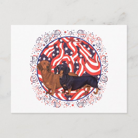 Dachshunds Patriotic Flag Briefkaart (Voorkant)