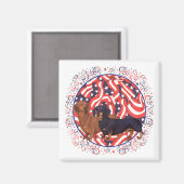 Dachshunds Patriottische Vlag Magneet (Voorkant / Achterkant)