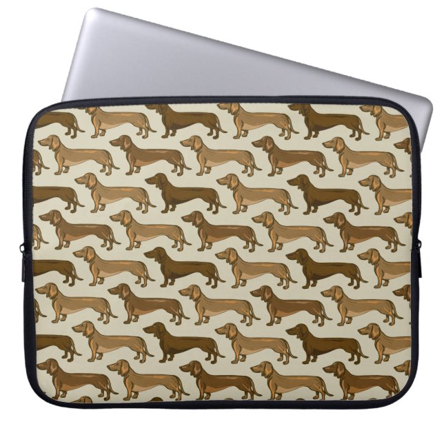 Dachshunds Patroonlaptophoes herhalen Laptop Sleeve (Voorkant)