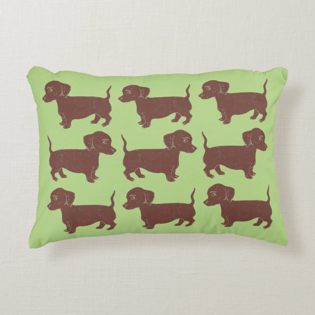 Dachshunds Pattern Accent Pillow Decoratief Kussen (Voorkant)