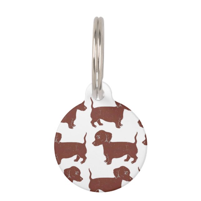 Dachshunds Pattern Custom Round Dog Label Huisdierpenning (Voorkant)