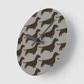 Dachshunds Pattern - Wiener Dog Silhouettes Ronde Klok (Hoek)
