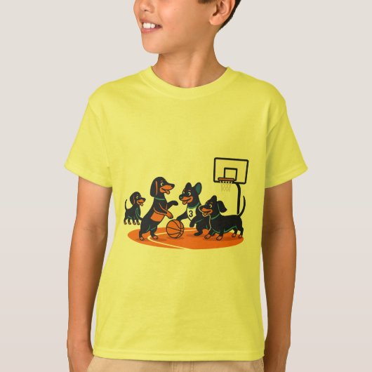 Dachshunds playing Basket Ball T-shirt (Voorkant)