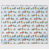 Dachshunds Reindeer Sledge Snow-kerstpatroon Cadeaupapier (Vlak)