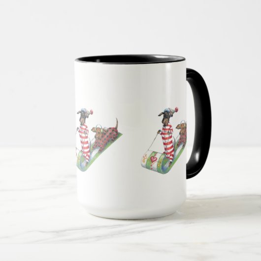 Dachshunds Slaping Coffee Mok (Voorkant rechts)