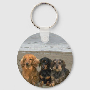 Dachshunds Sleutelhanger op strand