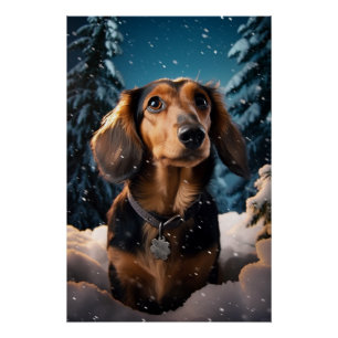 Dachshund's Sneeuwavontuur Perfect Poster