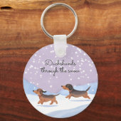 Dachshunds Snow Doxie Kerstmis Worst Honden Schatt Sleutelhanger (Voorkant)