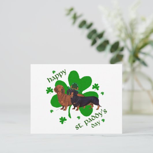 Dachshunds St Patrick's Day Briefkaart (Staand voorkant)