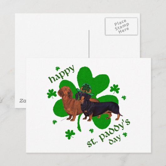 Dachshunds St Patrick's Day Briefkaart (Voorkant / Achterkant)