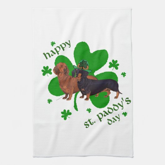 Dachshunds St Patrick's Day Theedoek (Verticaal)