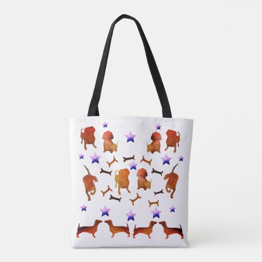 Dachshunds, sterren & Dog Botten Waterverf Tote Bag (Achterkant)
