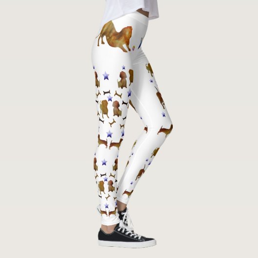 Dachshunds & Sterren Kunst Leggings (Rechts)
