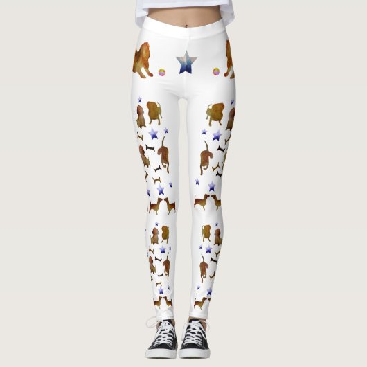 Dachshunds & Sterren Kunst Leggings (Voorkant)