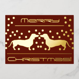 Dachshunds Stippen Folie Holiday Flat Card - Rood Folie Feestdagenkaart
