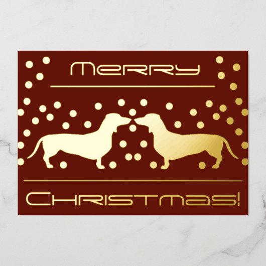 Dachshunds Stippen Folie Holiday Flat Card - Rood Folie Feestdagenkaart (Voorkant)