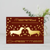 Dachshunds Stippen Folie Holiday Flat Card - Rood Folie Feestdagenkaart (Staand Voorkant)