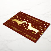 Dachshunds Stippen Folie Holiday Flat Card - Rood Folie Feestdagenkaart (Gedraaid)