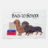 Dachshunds Terug naar school Theedoek (Horizontaal)