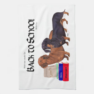 Dachshunds Terug naar school Theedoek