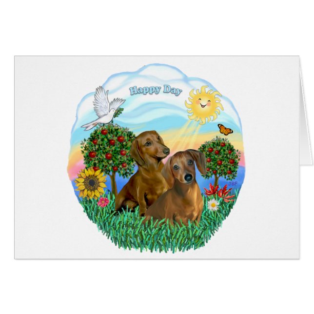 Dachshunds (twee rood of bruin) (Voorkant Horizontaal)