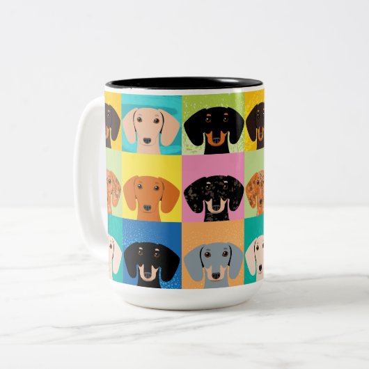 Dachshunds Tweekleurige Koffiemok (Voorkant links)