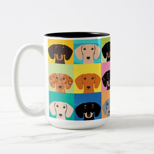 Dachshunds Tweekleurige Koffiemok (Links)
