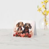 Dachshunds Valentijnsdag Kaart (Gele Bloem)
