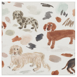DACHSHUNDS Waterverf Painterly Wiener Dog Stof