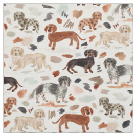 DACHSHUNDS Waterverf Painterly Wiener Dog Stof
