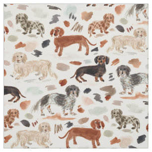 DACHSHUNDS Waterverf Painterly Wiener Dog Stof