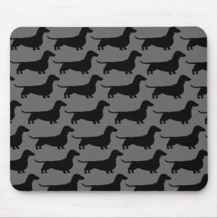 Dachshunds Wiener Dog Silhouettes Grey and Black Muismat