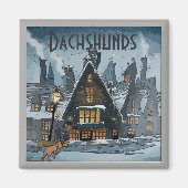 Dachshunds Winter Storm, voeg tekst toe Magneet (Voorkant)