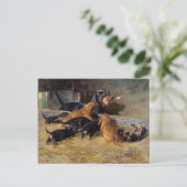 Dachshunds with Puppy in Stable Hermine Bieder ied Briefkaart (Staand voorkant)