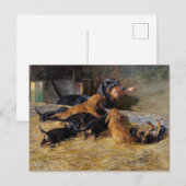 Dachshunds with Puppy in Stable Hermine Bieder ied Briefkaart (Voorkant / Achterkant)