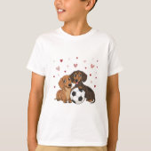 Dachshunds with soccer ball for Valentine's Day T-shirt (Voorkant)