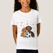 Dachshunds with soccer ball for Valentine's Day T-shirt (Voorkant)