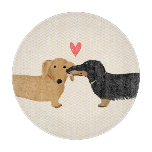 Dachshunds Zoenen Snijplank (Voorkant)
