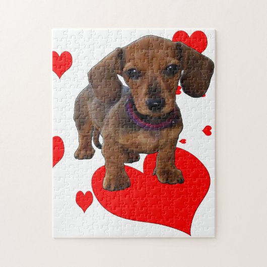 Dachsie Dachshund met hart Legpuzzel (Verticaal)