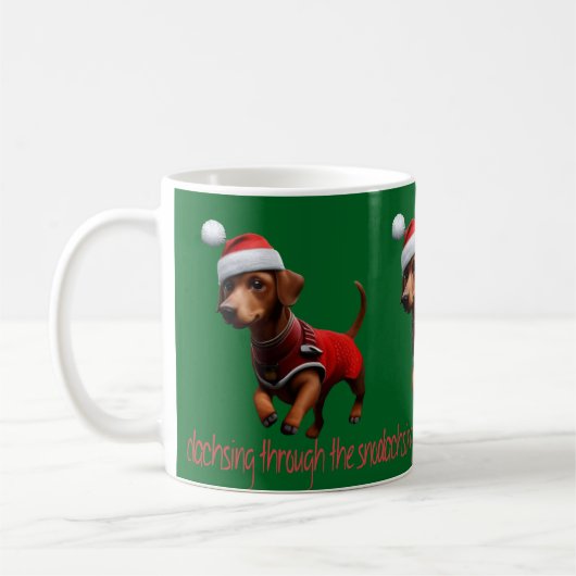 Dachsing Door De Sneeuw Dachshund Worst Hond Koffiemok (Links)