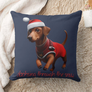 Dachsing Door De Sneeuw Dachshund Worst Hond Kussen