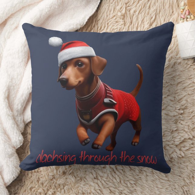 Dachsing Door De Sneeuw Dachshund Worst Hond  Kussen (Deken)