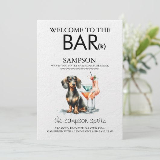 Dachsund Bar Menu (Staand voorkant)