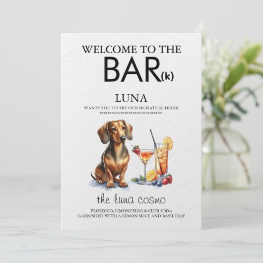 Dachsund Bar Menu (Staand voorkant)