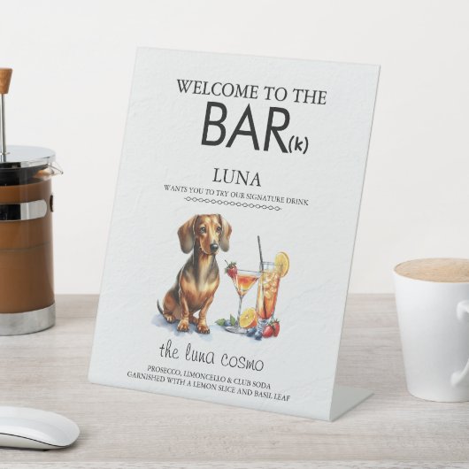 Dachsund Bar Reclamebord Met Voetstuk (Insitu)