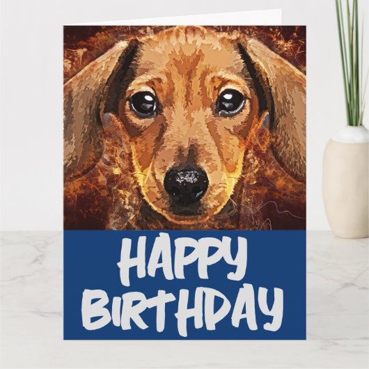DACHSUND DOG ART BIRTHDAY WENSKAART KAART (Voorkant)