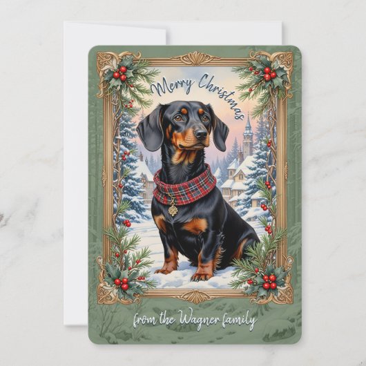 Dachsund Dog Vintage Christmas Kaart (Voorkant)