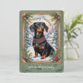 Dachsund Dog Vintage Christmas Kaart (Staand voorkant)
